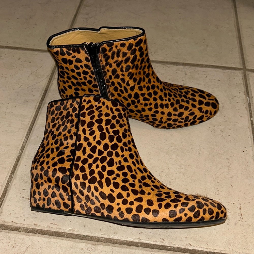 Nine West pony fur leopard booties